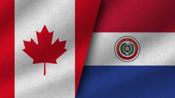 Парагвай Канада Реалистичные Два Флага Вместе Иллюстрация — стоковое фото