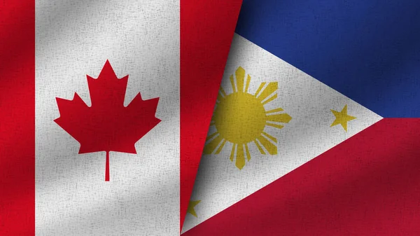 Filippijnen Canada Realistische Twee Vlaggen Samen Illustratie — Stockfoto