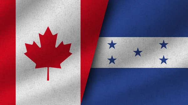 Ονδούρα Και Καναδάς Ρεαλιστικές Δύο Σημαίες Μαζί Εικονογράφηση — Φωτογραφία Αρχείου