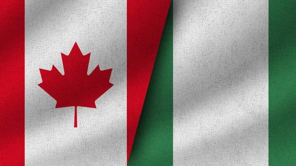 Nigeria Canada Realistische Twee Vlaggen Samen Illustratie — Stockfoto