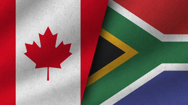 stock image South Africa and Canada Realistic Two Flags Together, 3D Illustration