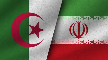 İran ve Cezayir Gerçekçi İki Bayrak Birlikte, 3D Resim