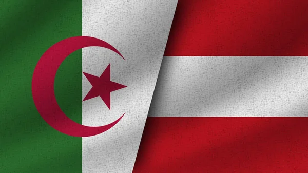 Austria Algeria Realistic Two Flags Together Illustration — Stock Photo, Image