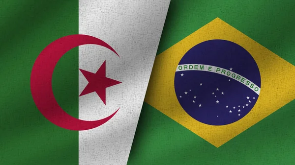 Brasil Argelia Dos Banderas Realistas Juntas Ilustración —  Fotos de Stock