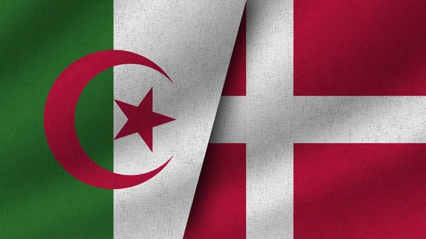 Dinamarca Argelia Dos Banderas Realistas Juntas Ilustración —  Fotos de Stock