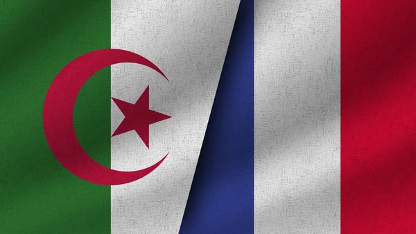 France Algeria Realistic Two Flags Together Illustration — Stock Photo, Image