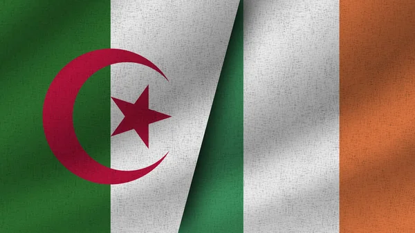 Ireland Algeria Realistic Two Flags Together Illustration — 图库照片