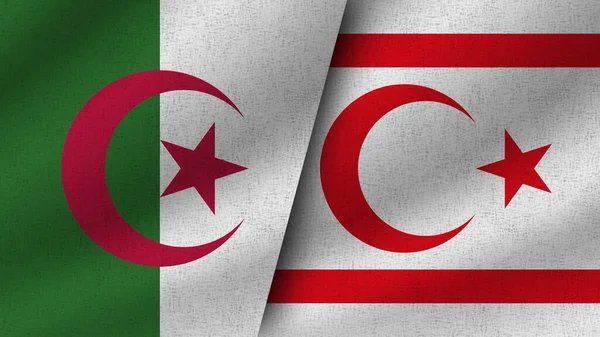 Chipre Del Norte Argelia Dos Banderas Realistas Juntas Ilustración —  Fotos de Stock