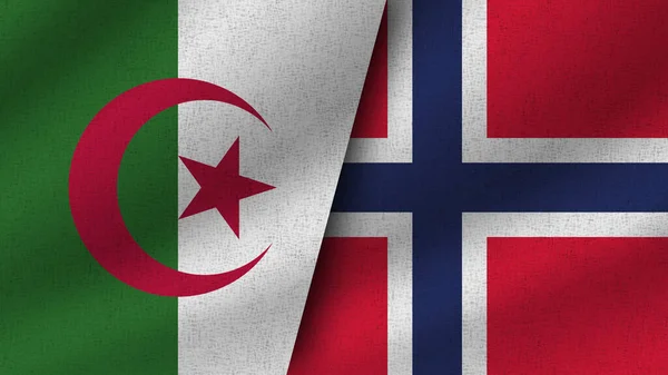 Norway Algeria Realistic Two Flags Together Illustration — Stock Photo, Image