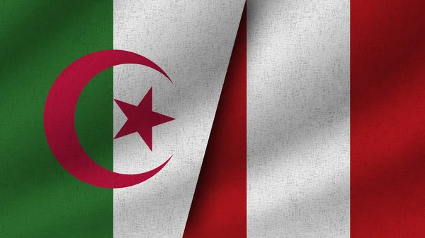 Перу Алжир Реалістичні Два Прапори Разом Ілюстрація — стокове фото