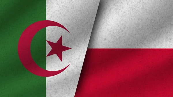 Polonia Argelia Dos Banderas Realistas Juntas Ilustración —  Fotos de Stock
