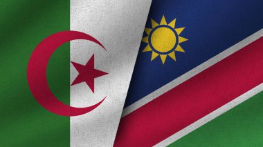 Namibya ve Cezayir Gerçekçi İki Bayrak Birlikte, 3D Resim