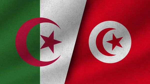 Túnez Argelia Dos Banderas Realistas Juntas Ilustración —  Fotos de Stock
