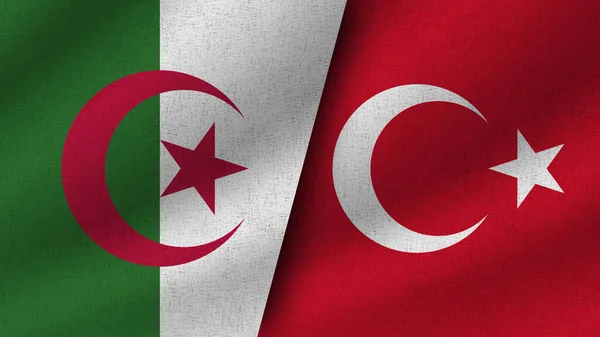 Turquía Argelia Dos Banderas Realistas Juntas Ilustración —  Fotos de Stock