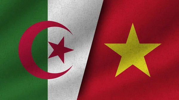 Vietnam Argelia Realistas Dos Banderas Juntos Ilustración —  Fotos de Stock