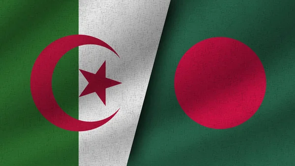 Bangladesh Argelia Dos Banderas Realistas Juntas Ilustración —  Fotos de Stock