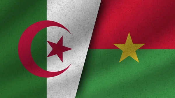 Burkina Faso Argelia Realistas Dos Banderas Juntas Ilustración —  Fotos de Stock