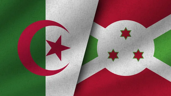Μπουρούντι Και Αλγερία Ρεαλιστικές Δύο Σημαίες Μαζί Εικονογράφηση — Φωτογραφία Αρχείου