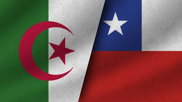 Chile Argelia Dos Banderas Realistas Juntas Ilustración —  Fotos de Stock