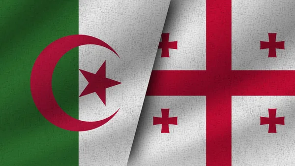 Georgia Algeria Realistic Two Flags Together Illustration — Stock Photo, Image