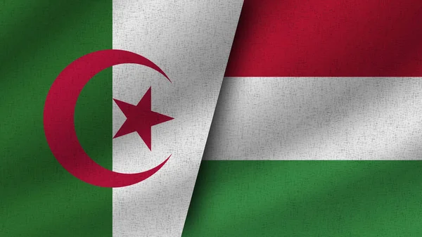 Hungría Argelia Dos Banderas Realistas Juntas Ilustración —  Fotos de Stock