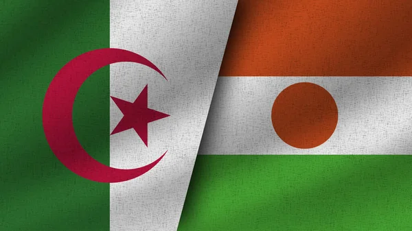 Níger Argelia Dos Banderas Realistas Juntas Ilustración —  Fotos de Stock
