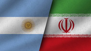 İran ve Arjantin Gerçekçi İki Bayrak Birlikte, 3D Görüntü
