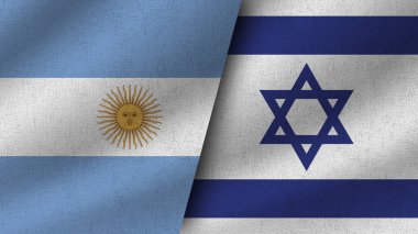 İsrail ve Arjantin Gerçekçi İki Bayrak Birlikte, 3D Görüntü