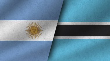 Botswana ve Arjantin Gerçekçi İki Bayrak Birlikte, 3D Görüntü