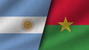Burkina Faso ve Arjantin Gerçekçi İki Bayrak Birarada, 3D Görüntü