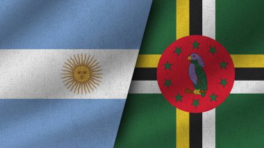 Dominica ve Arjantin Gerçekçi İki Bayrak Birlikte, 3D Görüntü