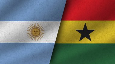 Gana ve Arjantin Gerçekçi İki Bayrak Birlikte, 3D Görüntü