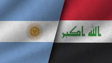 Irak ve Arjantin Gerçekçi İki Bayrak Birlikte, 3D Görüntü