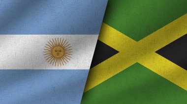 Jamaika ve Arjantin Gerçekçi İki Bayrak Birlikte, 3D Görüntü