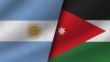 Ürdün ve Arjantin Gerçekçi İki Bayrak Birlikte, 3D Görüntü