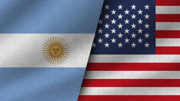 Ηπα Και Αργεντινή Ρεαλιστική Δύο Σημαίες Μαζί Εικονογράφηση — Φωτογραφία Αρχείου