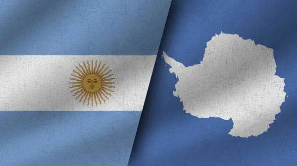 Antarktida Argentina Realistické Dvě Vlajky Dohromady Ilustrace — Stock fotografie