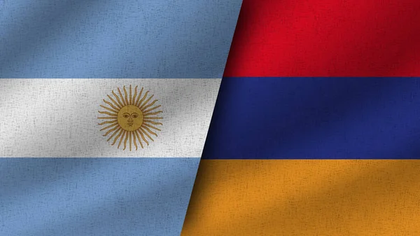 Armenia Argentina Realistici Due Bandiere Insieme Illustrazione — Foto Stock