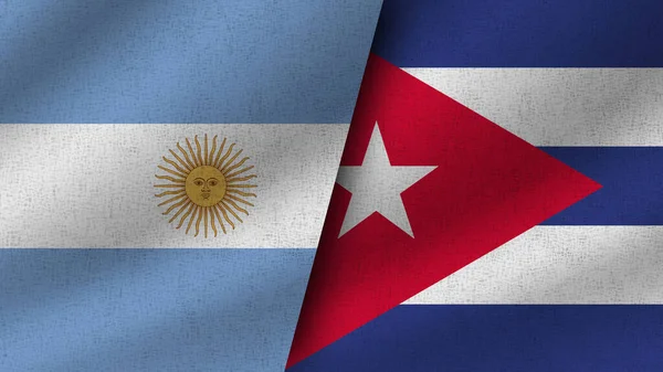 Κούβα Και Αργεντινή Ρεαλιστικές Δύο Σημαίες Μαζί Εικονογράφηση — Φωτογραφία Αρχείου