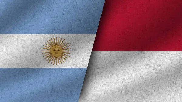 Indonésie Argentina Realistické Dvě Vlajky Dohromady Ilustrace — Stock fotografie