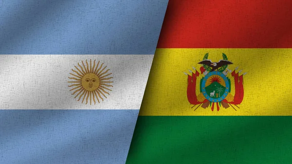 Βολιβία Και Αργεντινή Ρεαλιστικές Δύο Σημαίες Μαζί Εικονογράφηση — Φωτογραφία Αρχείου
