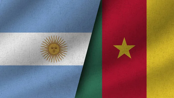 Καμερούν Και Αργεντινή Ρεαλιστική Δύο Σημαίες Μαζί Εικονογράφηση — Φωτογραφία Αρχείου
