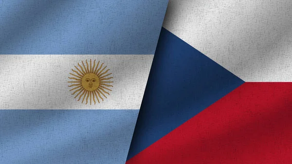 Česká Republika Argentina Realistické Dvě Vlajky Dohromady Ilustrace — Stock fotografie