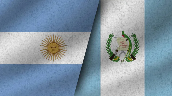 Guatemala Argentina Realistici Due Bandiere Insieme Illustrazione — Foto Stock