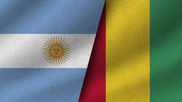 Γουινέα Και Αργεντινή Ρεαλιστικές Δύο Σημαίες Μαζί Εικονογράφηση — Φωτογραφία Αρχείου