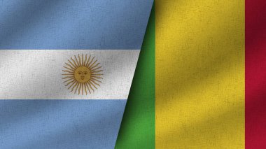 Mali ve Arjantin Gerçekçi İki Bayrak Birlikte, 3D Görüntü