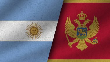 Karadağ ve Arjantin Gerçekçi İki Bayrak Birlikte, 3D Görüntü