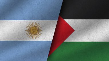 Filistin ve Arjantin Gerçekçi İki Bayrak Birlikte, 3D Görüntü