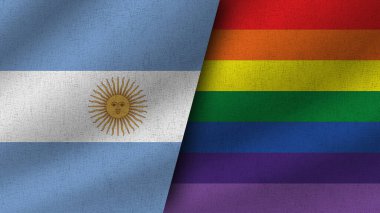 LGBT Gurur ve Arjantin Gerçekçi İki Bayrak Birarada, 3D İllüstrasyon