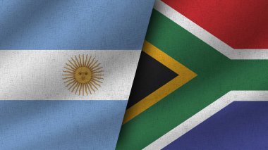 Güney Afrika ve Arjantin Gerçekçi İki Bayrak Birlikte, 3D Görüntü